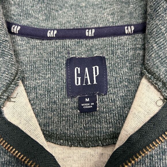 Gap 1/4 Zip Pullover Sweater/Sweatshirt Men Size Medium Heathered Green - Picture 3 of 8